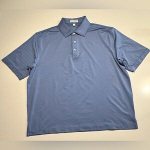 Peter Millar Shirt Mens Blue Summer Comfort Short Sleeve Polo Striped Size Large